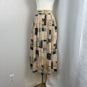 VTG Katie Brooke Skirt Womens 10 Patchwork Abstract Boho Festival 80s Hippie